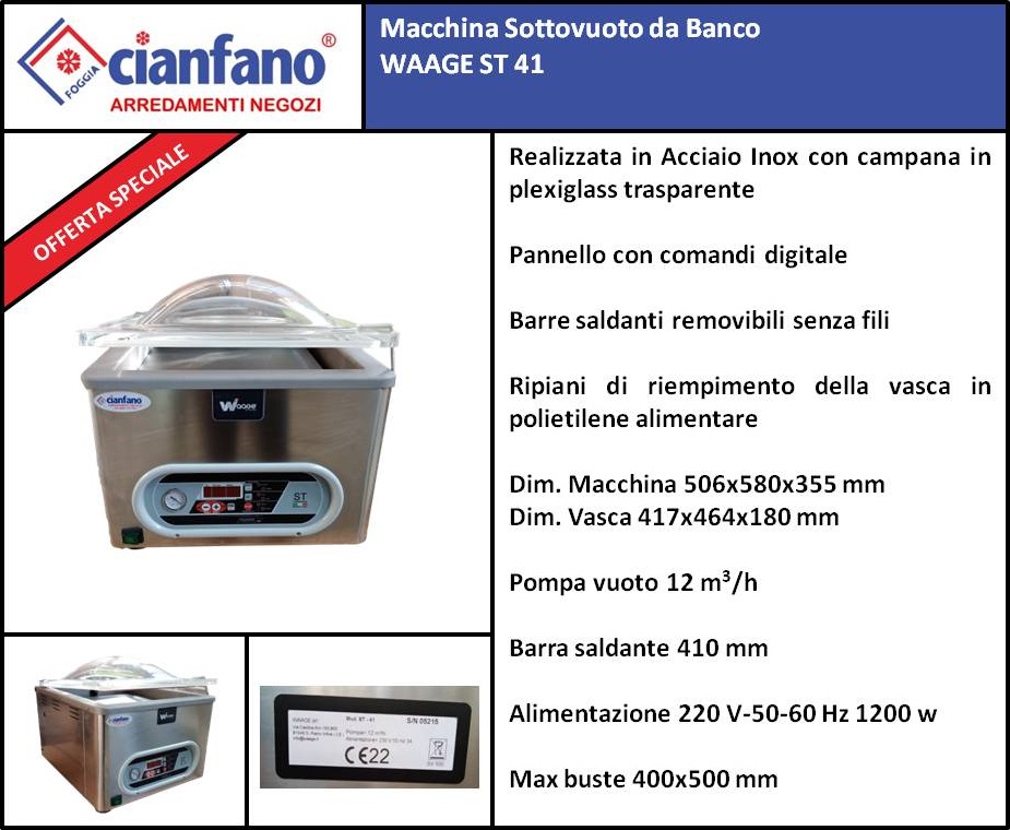 Macchina Sottovuoto da Banco WAAGE ST 41 ***PRONTA CONSEGNA***