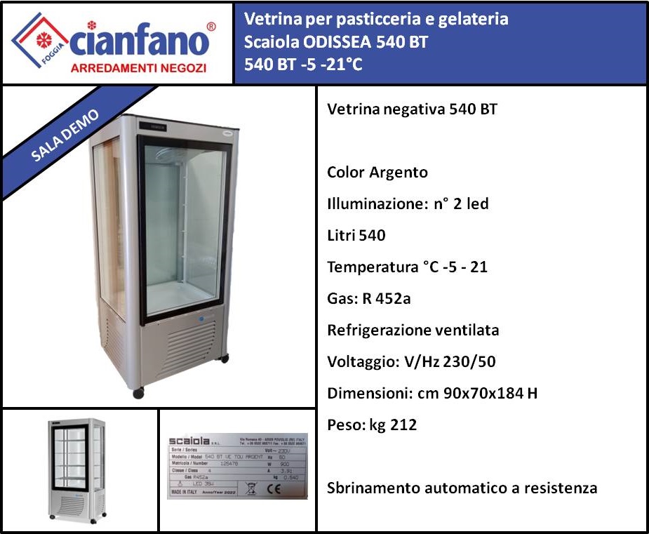 Vetrina per pasticceria e gelateria Scaiola ODISSEA 540 BT540 BT -5 -21°C *PROVA SALA DEMO*